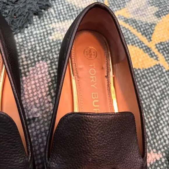 Tory Burch Jessa Black Leather Gold Horse Head Loafers Womens Size 7.5 - Picture 3 of 7